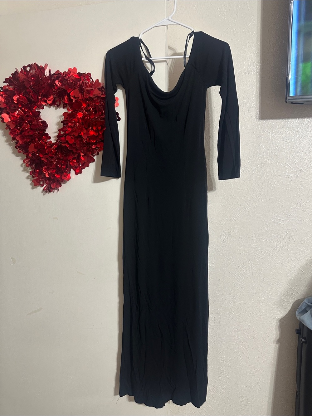 Women's Black Long Sleeve Cowl Neck Maxi Dress